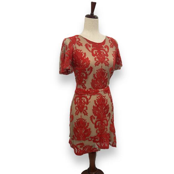 For Love And Lemons Red and Cream Mini Dress - Picture 4 of 14